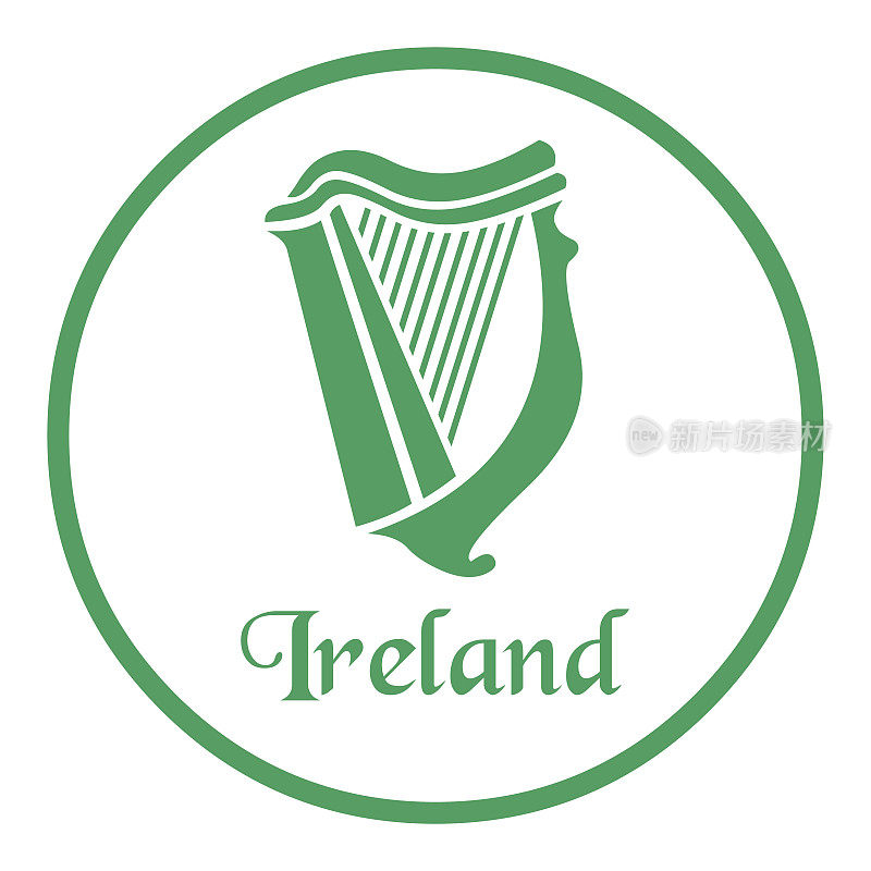 Ireland emblem with celtic harp